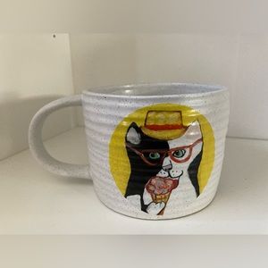 West Elm Cat Ice Cream Sunglasses Hat Art Coffee Mug 2 Sided